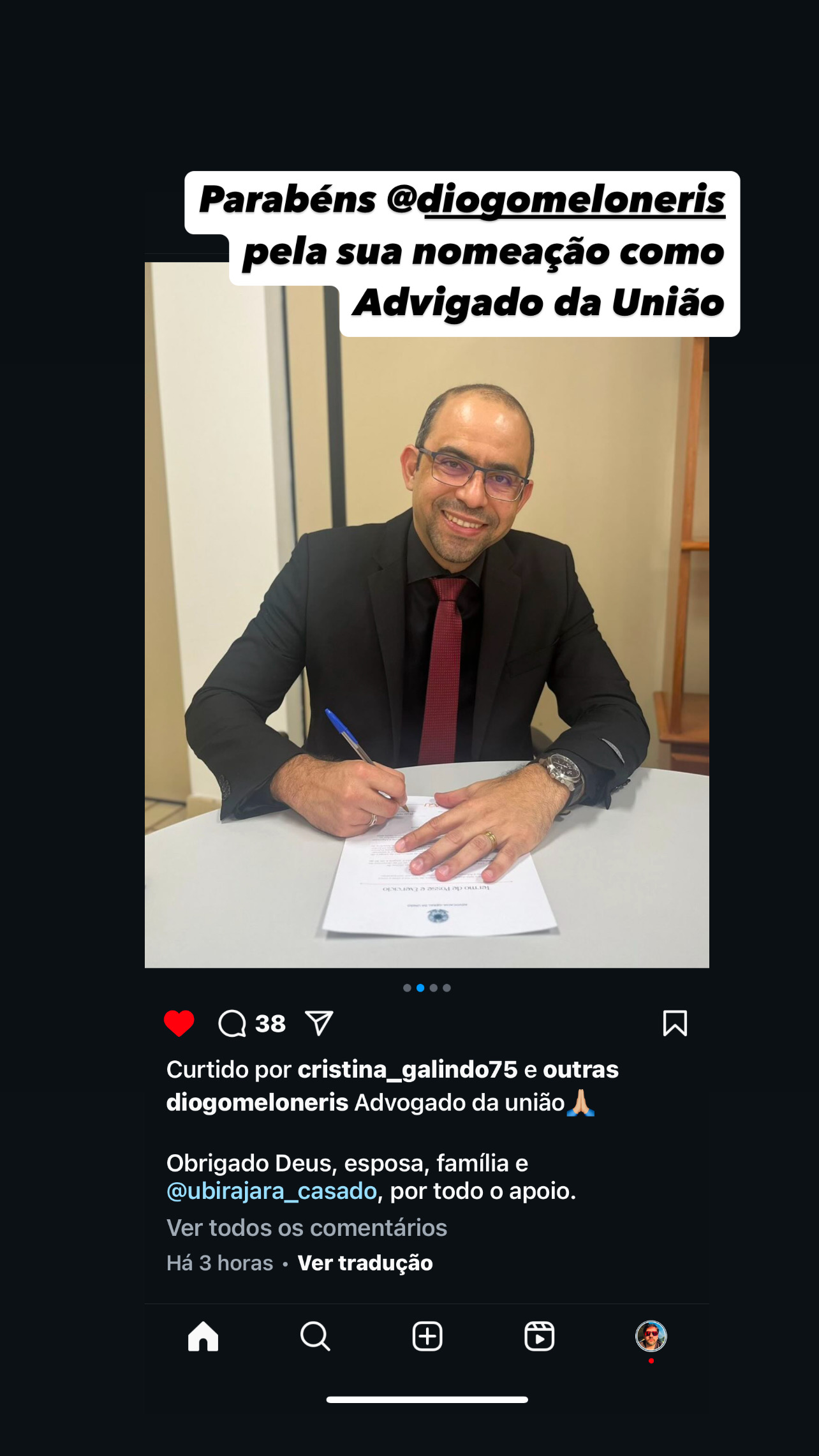 Diogo, no dia da posse como Advogado da União